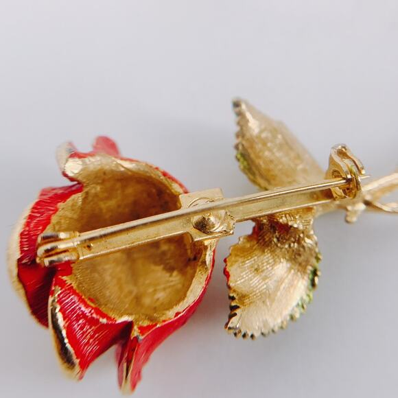 VTG Gold Tone Floral Brooches Signed RAFAELIAN Mid Century Enamel Roses Set of 5 - Picture 10 of 16